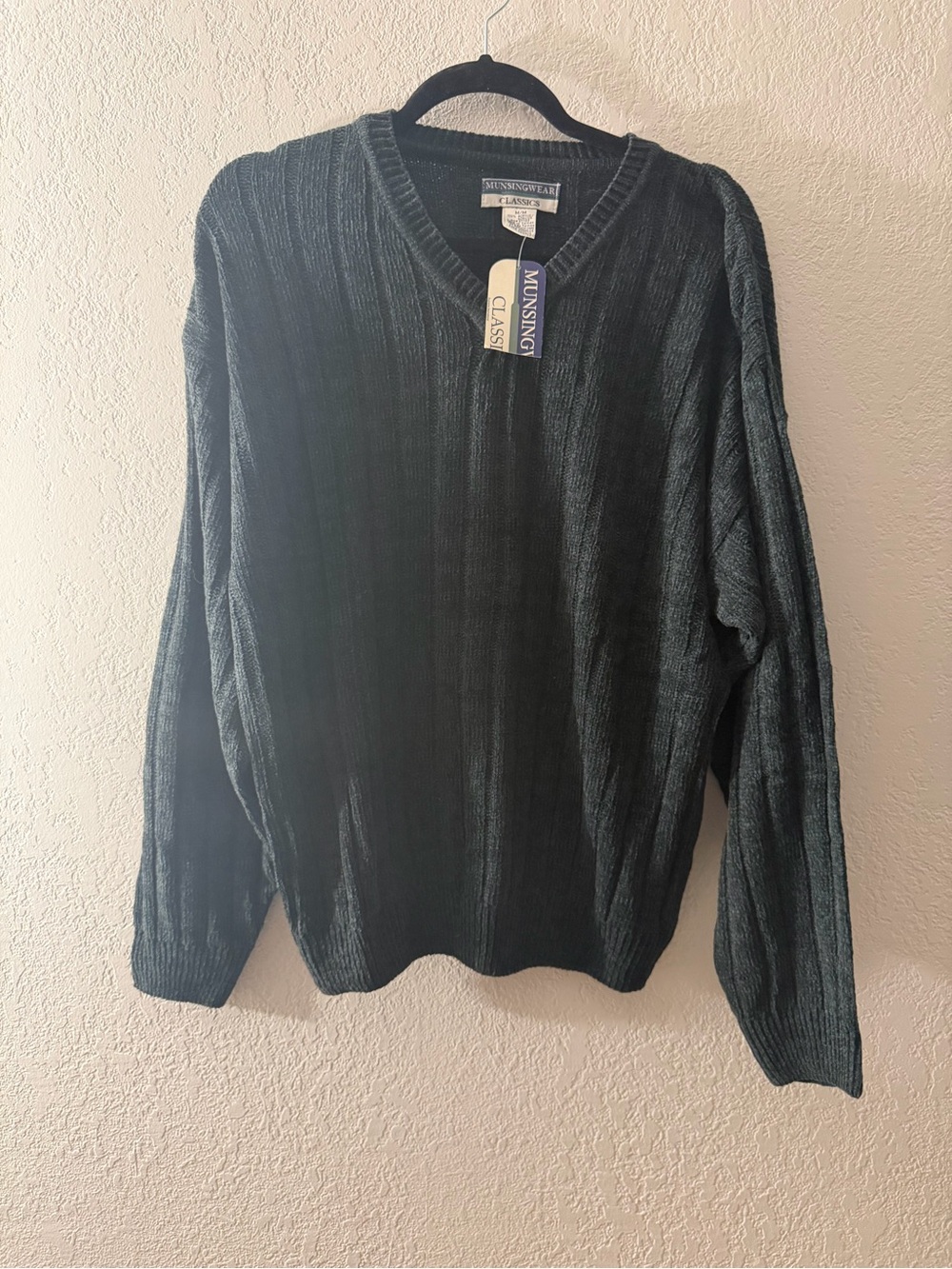 VTG Munsingwear Classics Sweater Mens [Deadstock NWT Black Ribbed Knit M